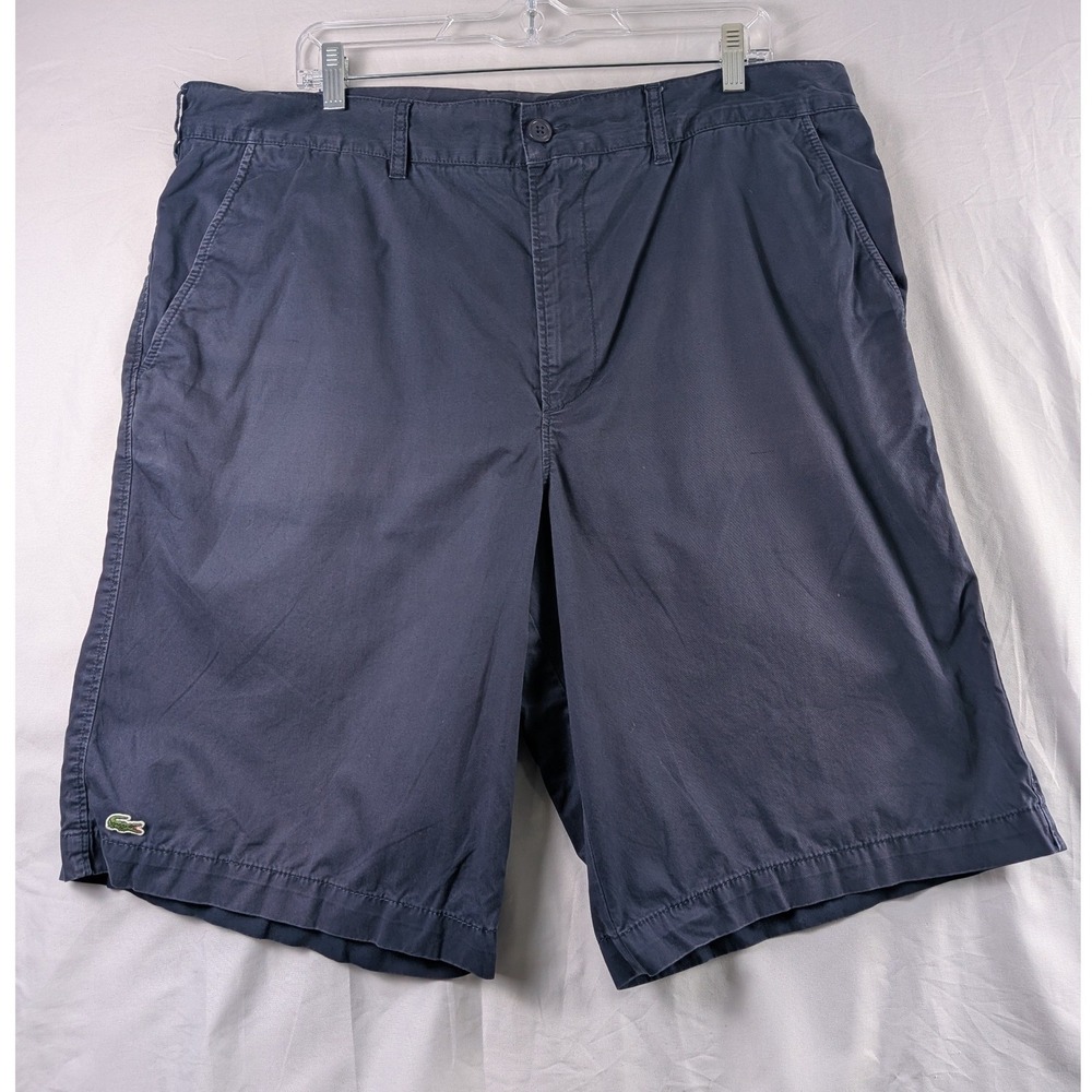 Lacoste Chino Shorts Mens 30 Navy‎ Blue Embroidered Logo Cotton Blend Preppy